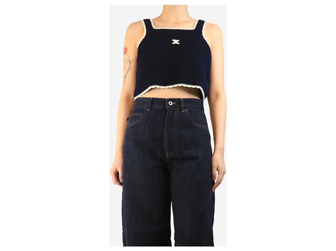 Céline Top de crochet azul marino - talla L - vista 3