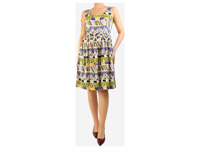 Prada Vestido blanco sin mangas estampado - talla UK 12 - vista 3