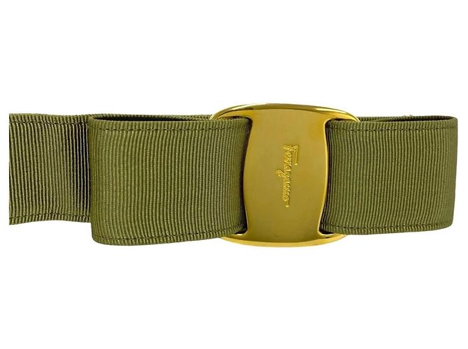 Salvatore Ferragamo Vara Schleifenlogo Gürtel Khaki - Ansicht 3