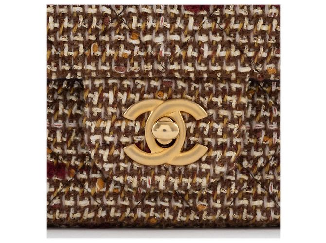 Bolsa de Ombro Chanel Matelassé em Tweed Marrom - vista 10