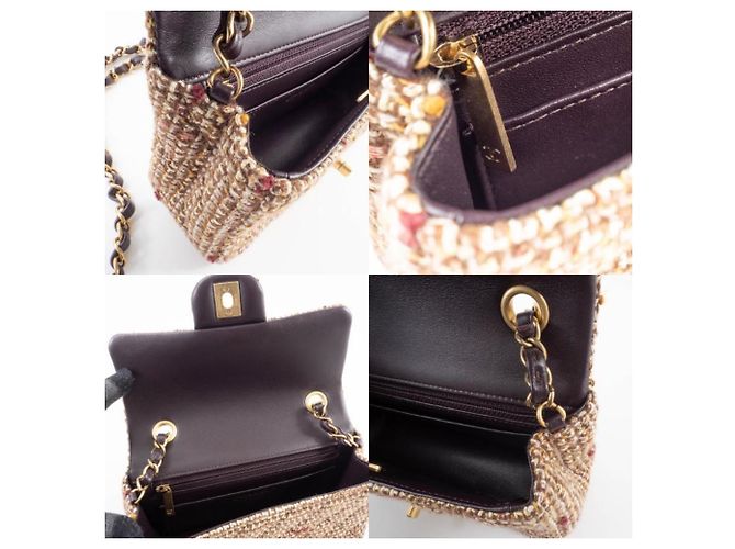 Bolsa de Ombro Chanel Matelassé em Tweed Marrom - vista 14