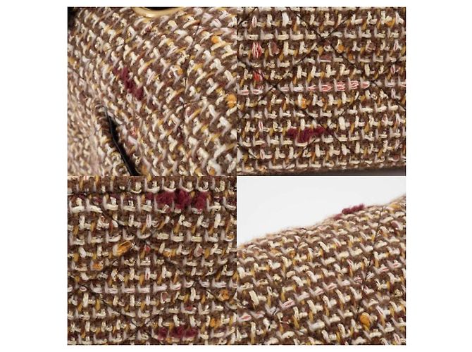 Bolsa de Ombro Chanel Matelassé em Tweed Marrom - vista 17