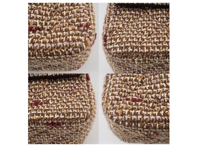 Bolsa de Ombro Chanel Matelassé em Tweed Marrom - vista 19
