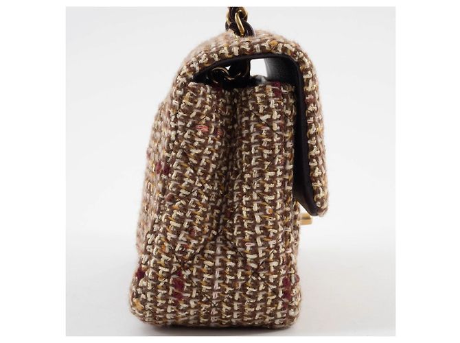 Bolsa de Ombro Chanel Matelassé em Tweed Marrom - vista 4
