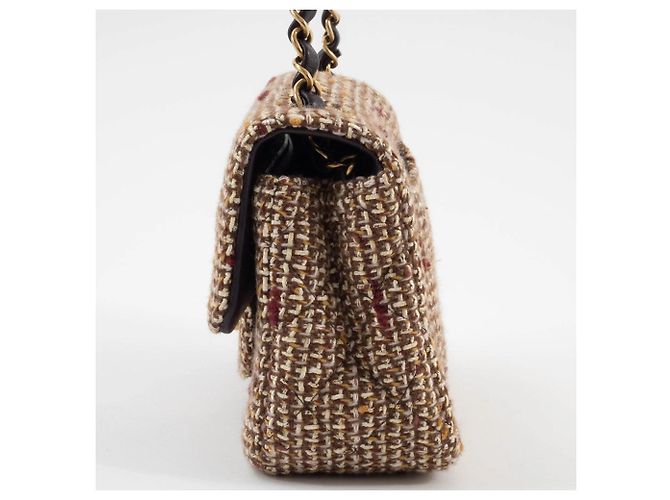 Bolsa de Ombro Chanel Matelassé em Tweed Marrom - vista 5