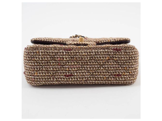 Bolsa de Ombro Chanel Matelassé em Tweed Marrom - vista 7