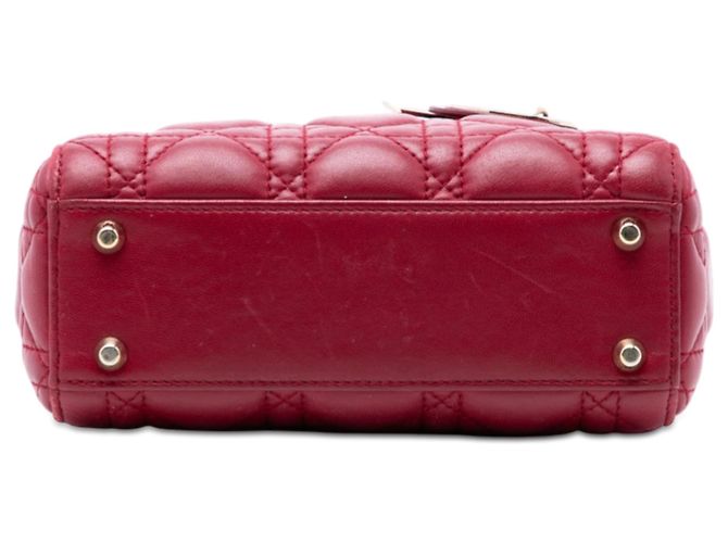 Dior Mini Cannage Lady Dior in agnello rosso Bordò - vista 3