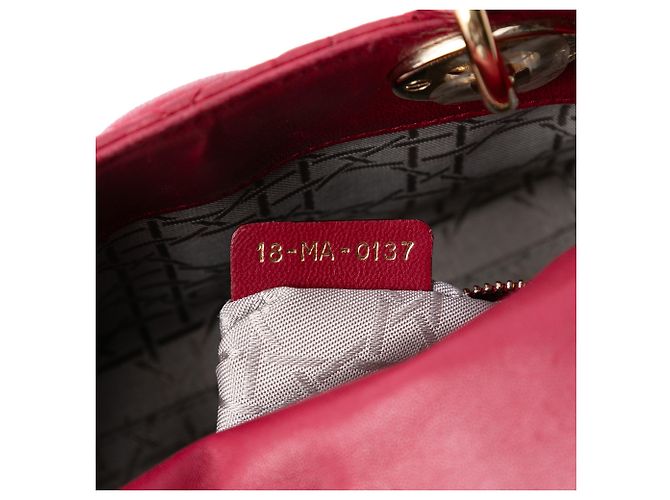 Dior Mini Cannage Lady Dior in agnello rosso Bordò - vista 5