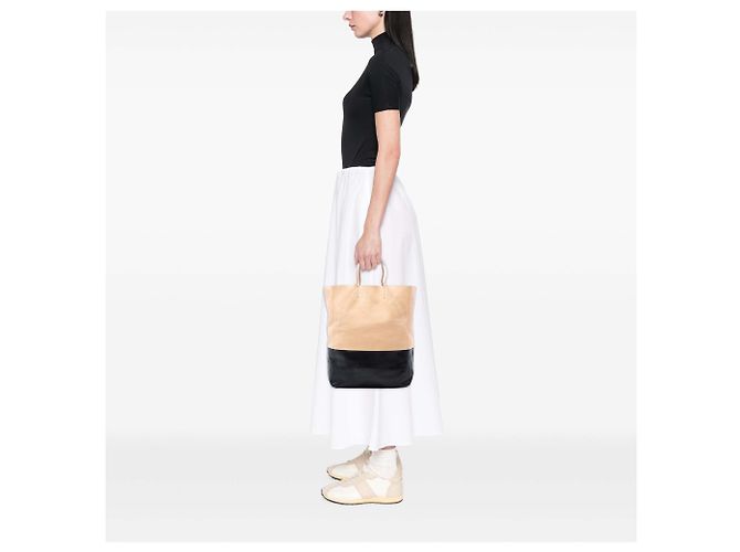 Céline Celine Beiger Bicolor Leder Vertikaler Cabas Tote - Ansicht 7