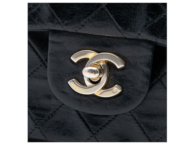 Chanel Nero Piccolo Classico in Pelle di Agnello Doppio Flap - vista 6