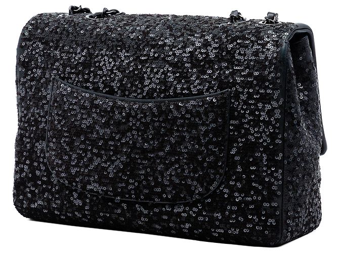 Chanel Nero Jumbo Classico Paillettes Flap Singolo - vista 2