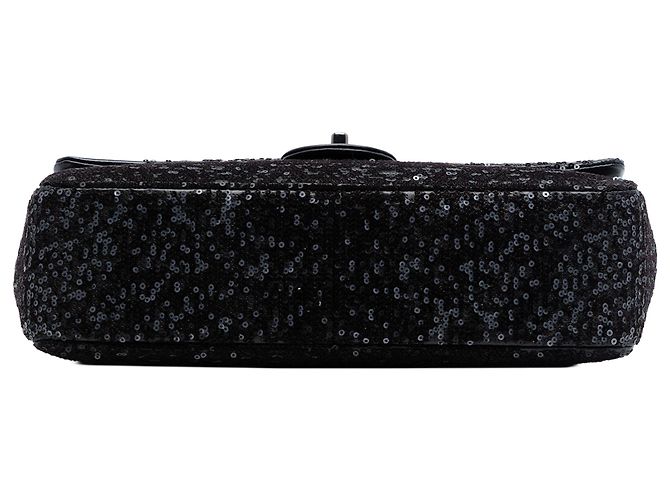 Chanel Nero Jumbo Classico Paillettes Flap Singolo - vista 3