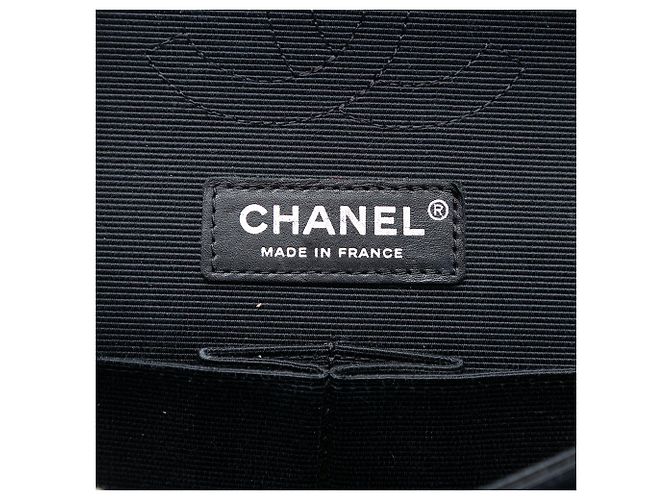 Chanel Nero Medio Classico Nastro e Tweed Logo Doppio Flap - vista 5