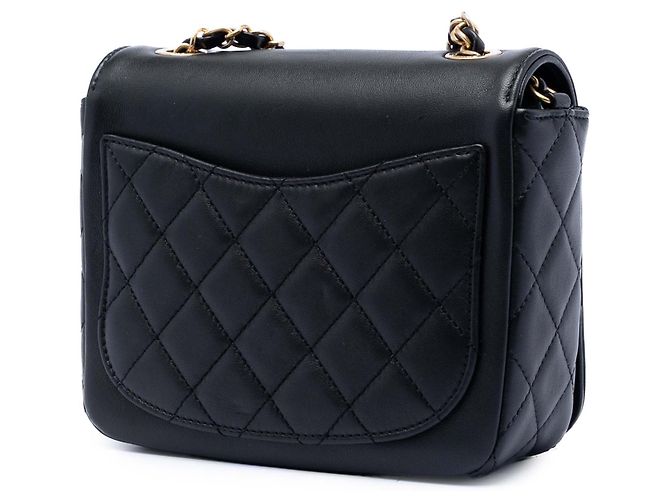 Sac à bandoulière en cuir d'agneau noir Chanel Lucky Charms - vue 2