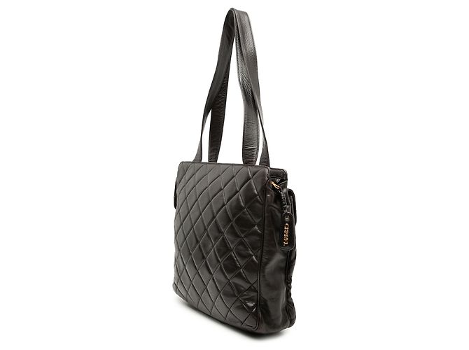 Chanel Braune CC gesteppte Lammleder Tote mit Fronttasche Dunkelbraun - Ansicht 2