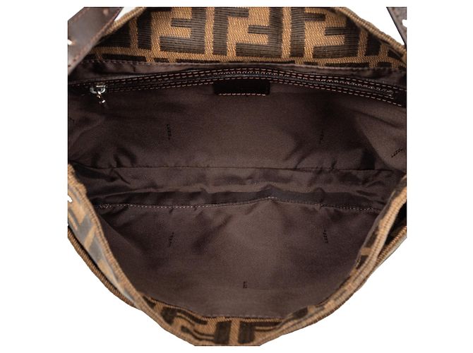 Borsa a spalla in tela Zucca marrone Fendi - vista 4