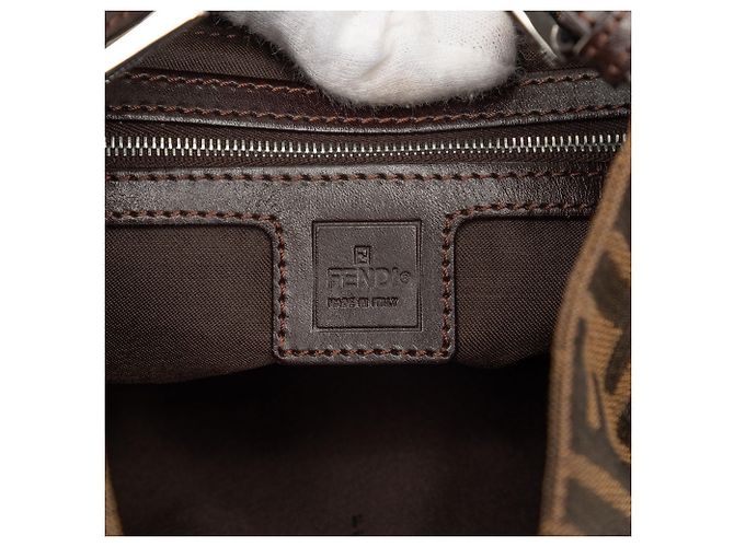 Borsa a spalla in tela Zucca marrone Fendi - vista 5