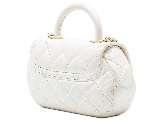 Chanel Weißes CC gesteppte Lammleder Handtasche - Ansicht 2