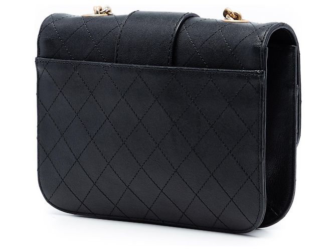 Chanel Nero Grande Borsa in Pelle di Pecora Trapuntata con Catena Frontale - vista 2
