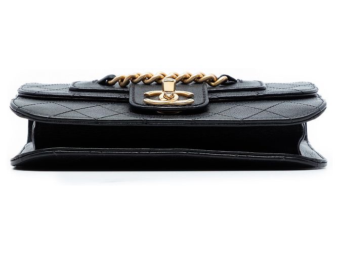 Chanel Nero Grande Borsa in Pelle di Pecora Trapuntata con Catena Frontale - vista 3