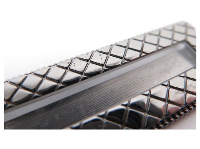 NEUE CHANEL BROSCHE NAMENSABZEICHEN SILBER QUILTED METALL 2.9X5.8CM - Ansicht 6