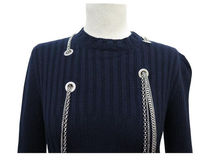 NEUER CHANEL-PULLOVER GRÖSSE 34 S P59746 AUS NAVY-WOLLE Marineblau - Ansicht 2