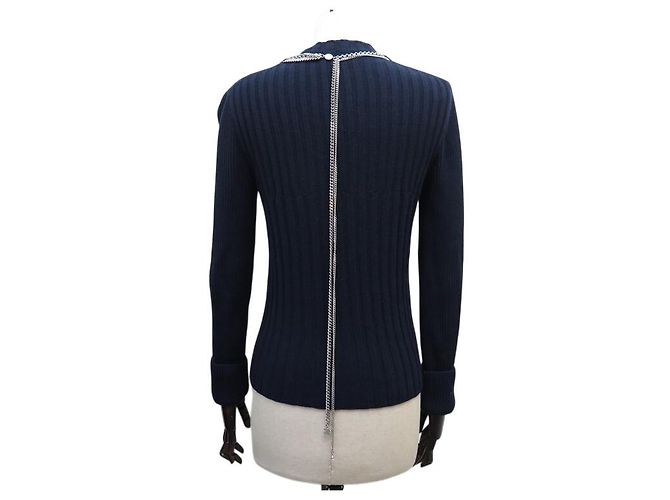 NEUER CHANEL-PULLOVER GRÖSSE 34 S P59746 AUS NAVY-WOLLE Marineblau - Ansicht 3