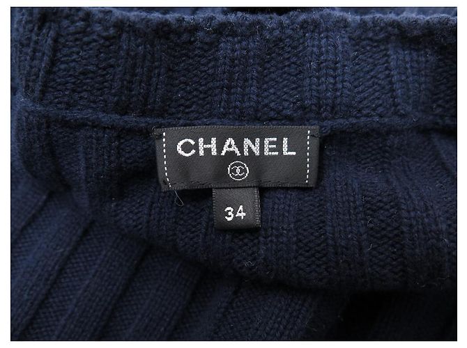 NEUER CHANEL-PULLOVER GRÖSSE 34 S P59746 AUS NAVY-WOLLE Marineblau - Ansicht 5