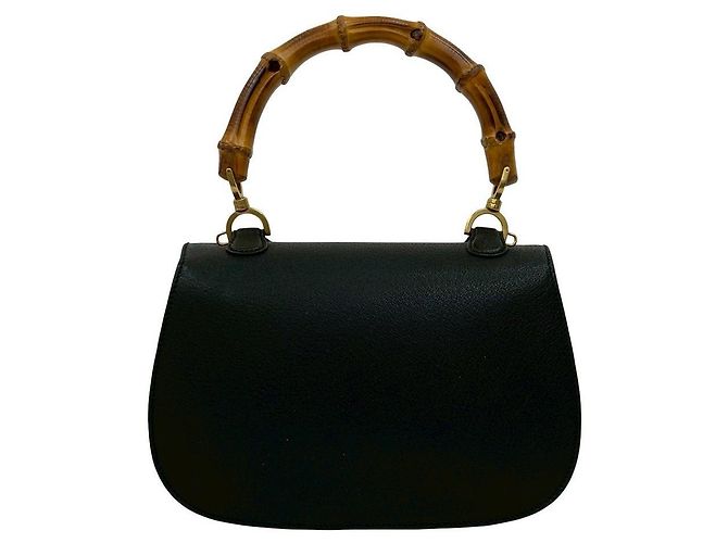 Borsa in pelle Gucci Bamboo Nero - vista 4