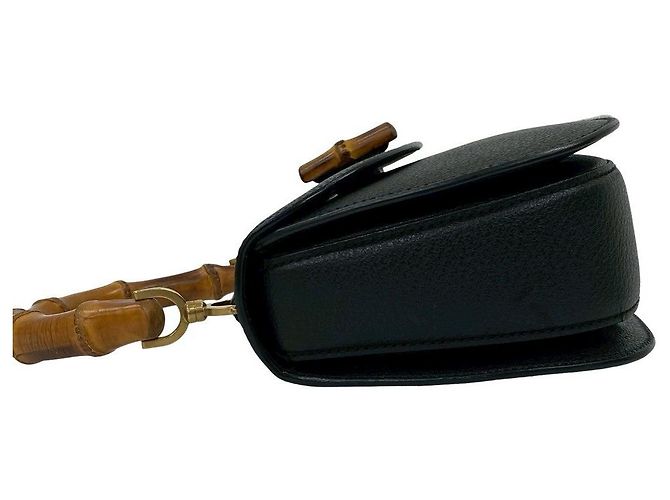 Borsa in pelle Gucci Bamboo Nero - vista 6