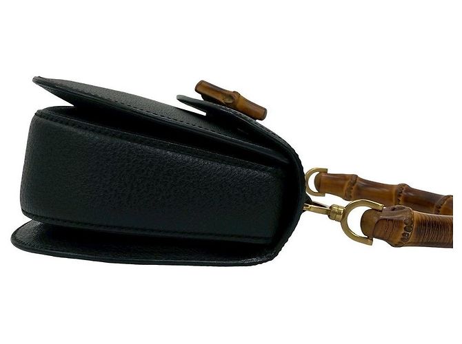 Borsa in pelle Gucci Bamboo Nero - vista 7
