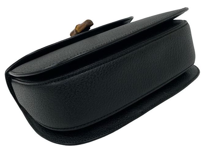 Borsa in pelle Gucci Bamboo Nero - vista 8