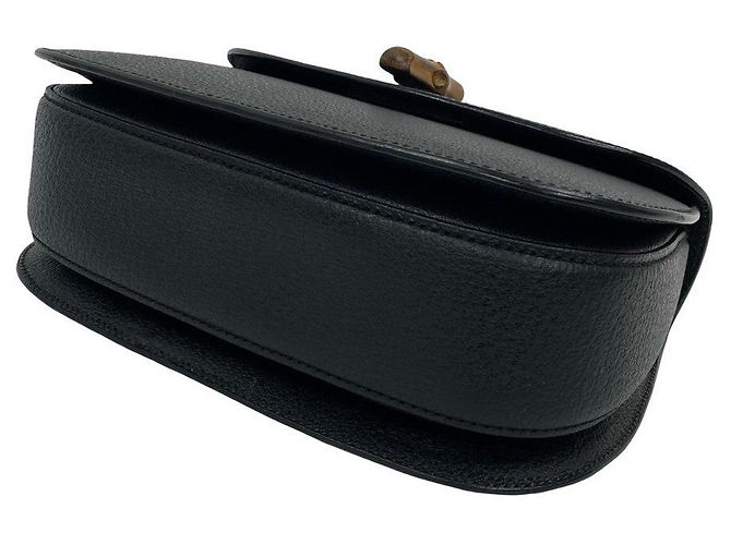 Borsa in pelle Gucci Bamboo Nero - vista 9
