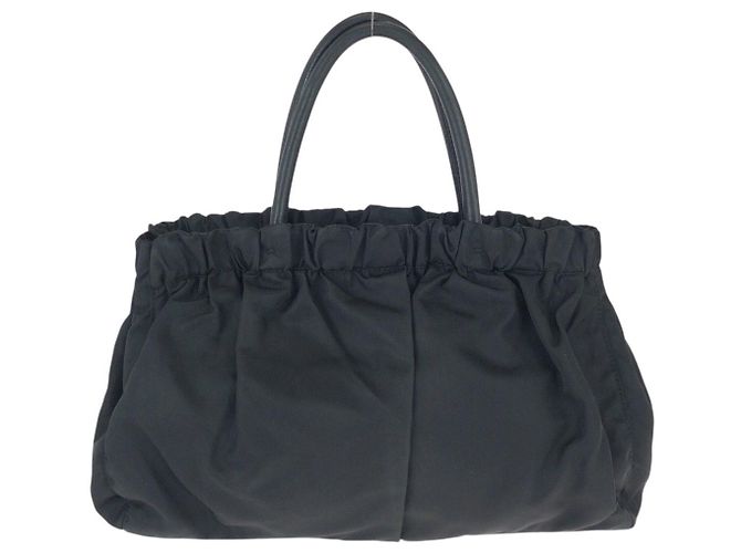 Prada Nylon-Leder Tessuto Logo Tote Bag Schwarz - Ansicht 2