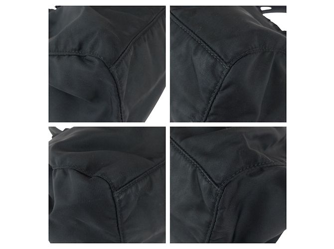 Prada Nylon-Leder Tessuto Logo Tote Bag Schwarz - Ansicht 3