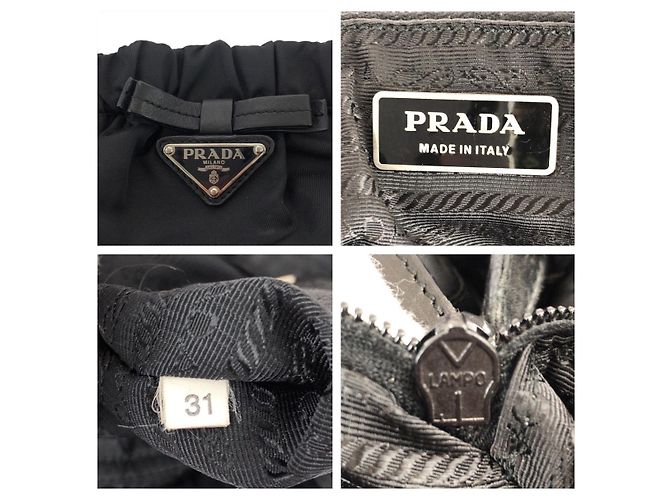 Prada Nylon-Leder Tessuto Logo Tote Bag Schwarz - Ansicht 4