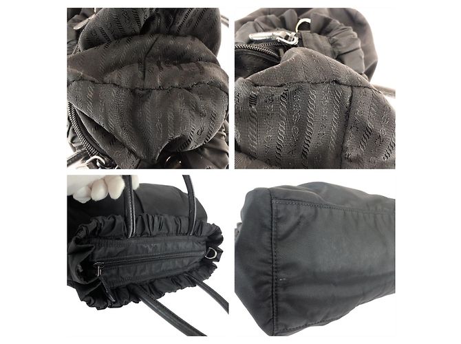 Prada Nylon-Leder Tessuto Logo Tote Bag Schwarz - Ansicht 5