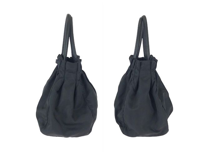 Prada Nylon-Leder Tessuto Logo Tote Bag Schwarz - Ansicht 7