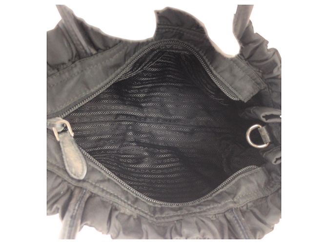 Prada Nylon-Leder Tessuto Logo Tote Bag Schwarz - Ansicht 8