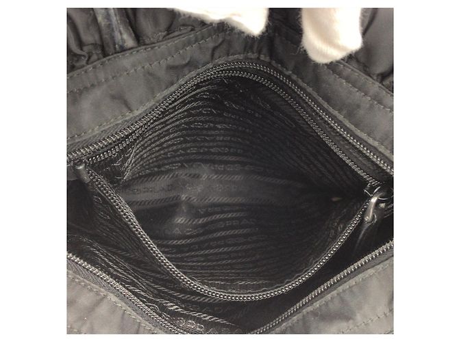 Prada Nylon-Leder Tessuto Logo Tote Bag Schwarz - Ansicht 9