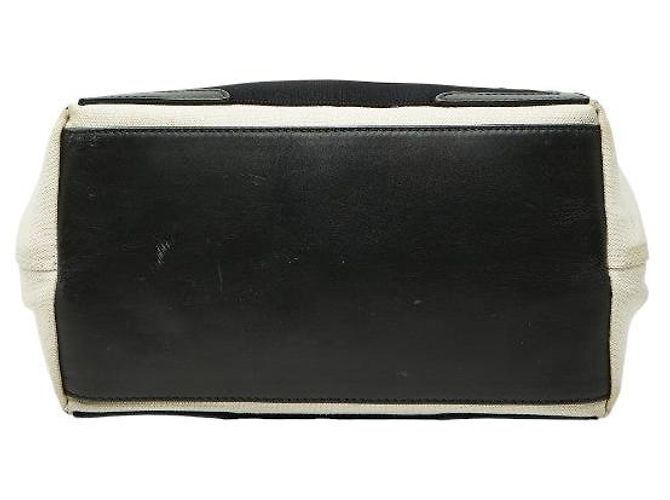 Balenciaga Navy Cabas Canvas-Leder-Handtasche Weiß - Ansicht 3