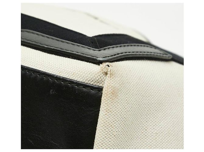 Balenciaga Navy Cabas Canvas-Leder-Handtasche Weiß - Ansicht 4