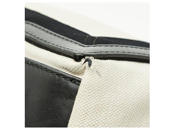 Balenciaga Navy Cabas Canvas-Leder-Handtasche Weiß - Ansicht 6
