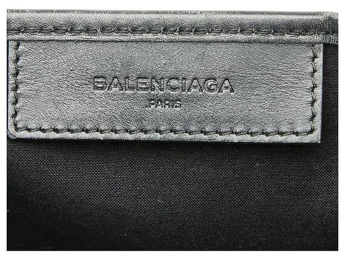 Balenciaga Navy Cabas Canvas-Leder-Handtasche Weiß - Ansicht 9