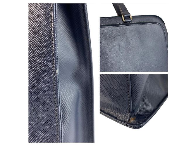 Pasta de couro Saffiano Prada Azul - vista 5