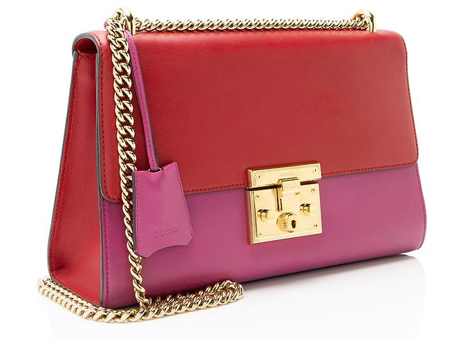 Borsa a spalla media Padlock in pelle Gucci Rosa - vista 2