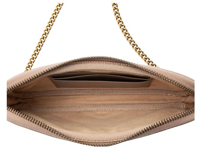 Gucci Matelassé Pelle GG Marmont Piccola Borsa a Spalla Marrone Beige - vista 7