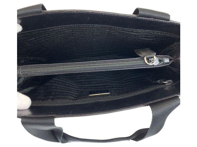Tote Borsa a mano Prada Tessuto in pelle e nylon Nero - vista 9