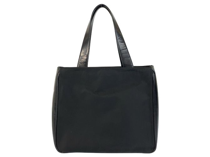 Prada Nylon-Leder Tessuto Logo Tote Schwarz - Ansicht 2