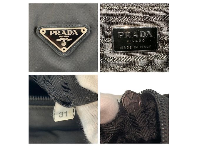 Prada Nylon-Leder Tessuto Logo Tote Schwarz - Ansicht 3